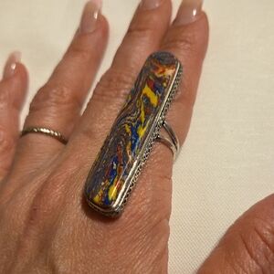 Long Multicolor Statement Ring - Women Jewelry